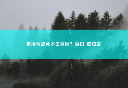 觉得他故意不去离婚？简初, 戚柏言离婚后，高冷前夫疯狂倒追-掌中文学